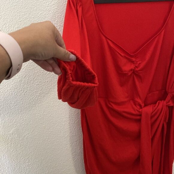 NWOT-Ava & Viv- Long Sleeve Wrap Dress in Hot red- Size XXL - Picture 3 of 7